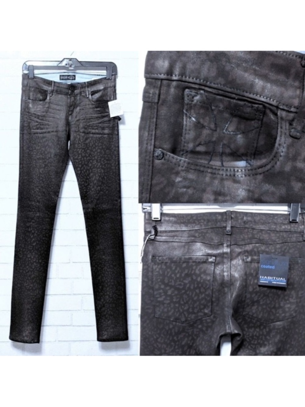 NWT HABITUAL Alice Leopard Coated Skinny Jeans 25